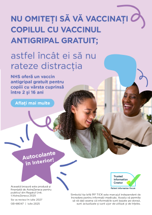 Cover image of parent leaflet in Romanian with laughing baby