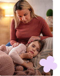 Mother caring for young ill daughter 